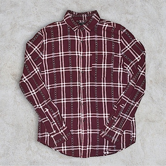 Men’s Burgundy Plaid Flannel - Picture 1 of 4